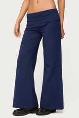Petite Wide Leg Fold Over Trousers