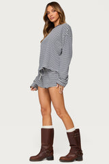 Jainee Striped Drawstring Shorts