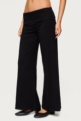 Petite Wide Leg Fold Over Trousers