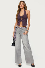 Prima Twisted Split Front Halter Top