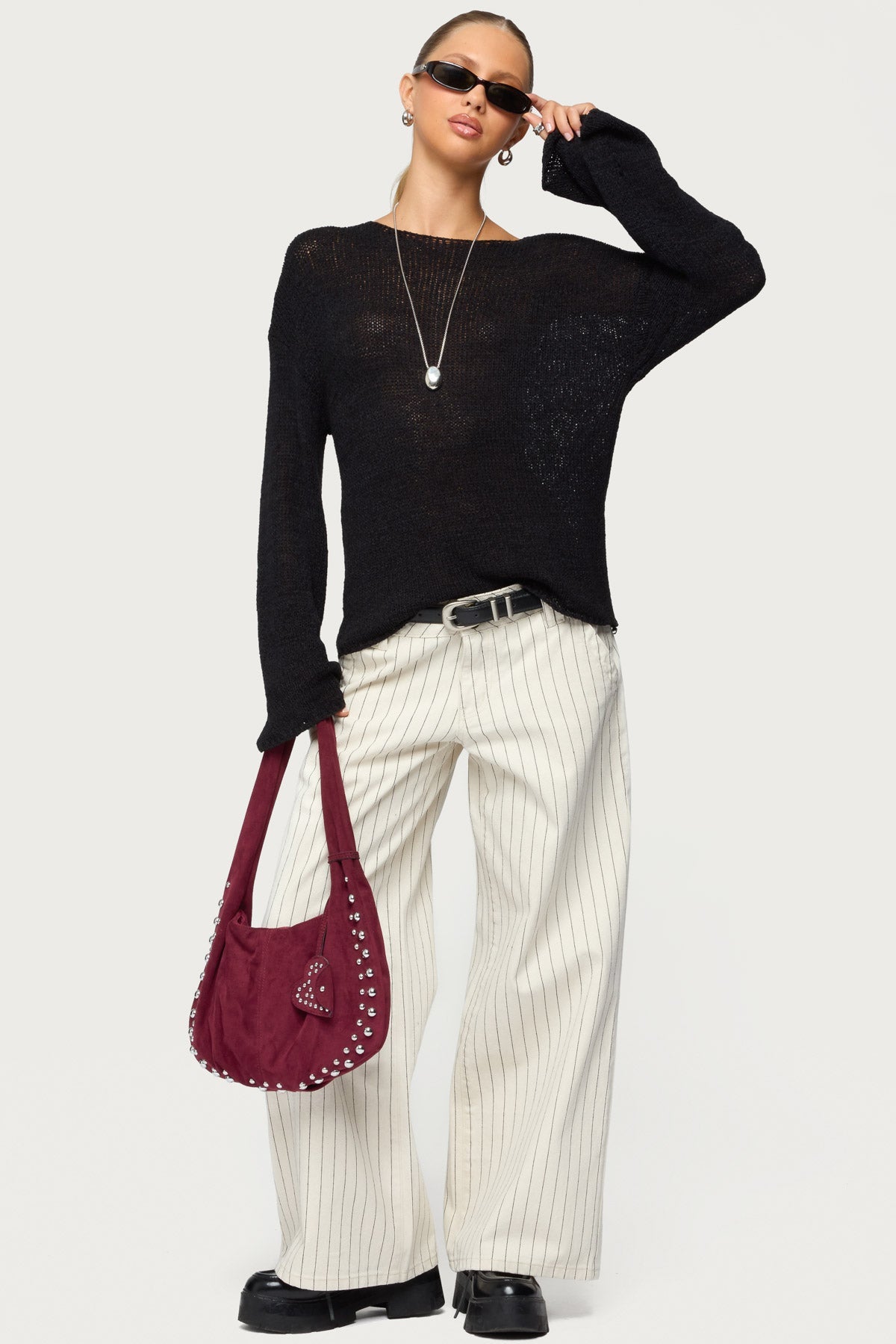 Petite Cory Striped Low Rise Jeans