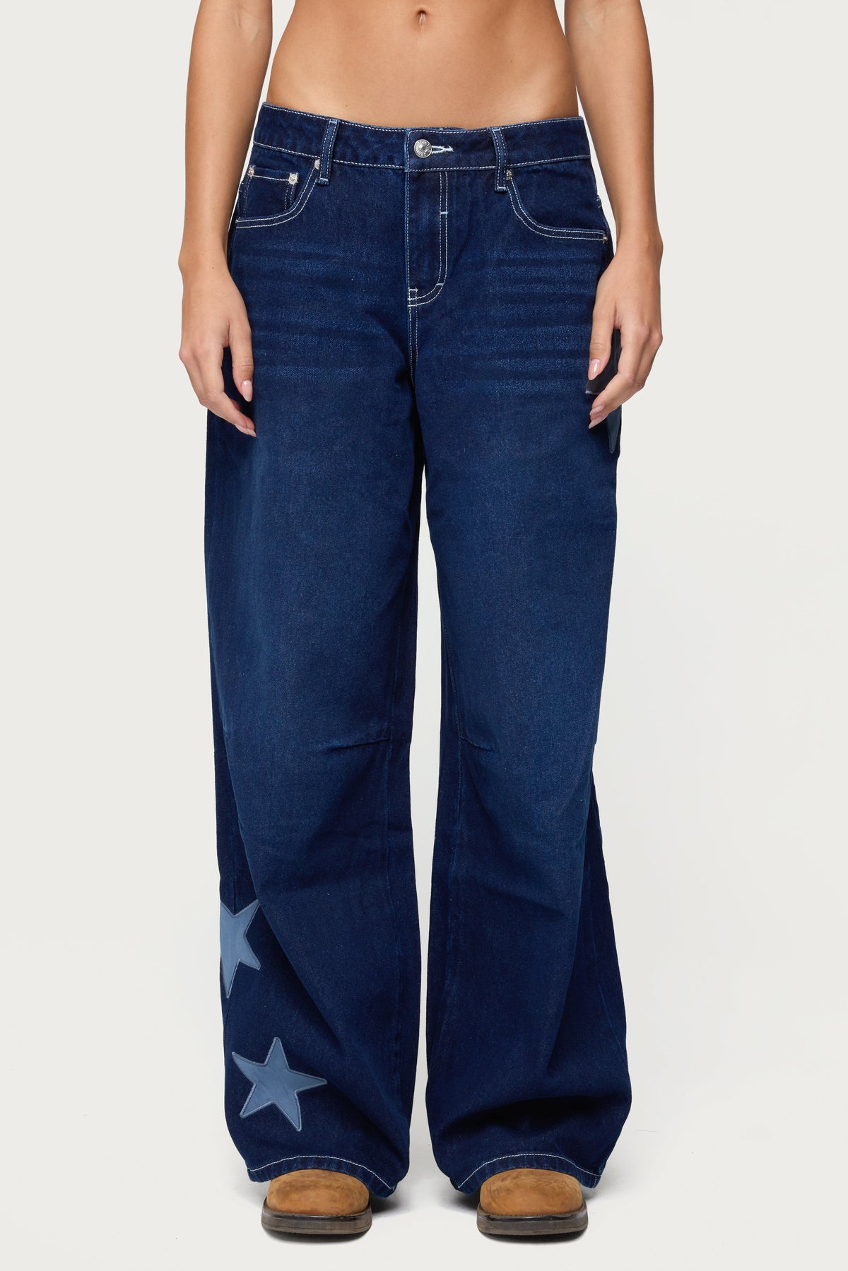 Trish Stars Low Rise Baggy Jeans