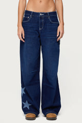 Trish Stars Low Rise Baggy Jeans