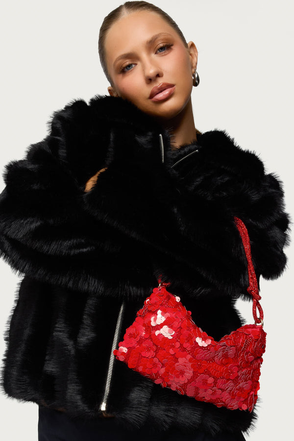 Glam Sequin & Bead Flower Bag