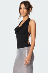 Backless Cowl Neck Bodysuit