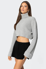 Oversized Turtle Neck Cropped Sweater