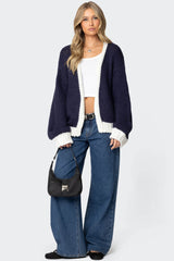 Contrast Chunky Knit Cardigan