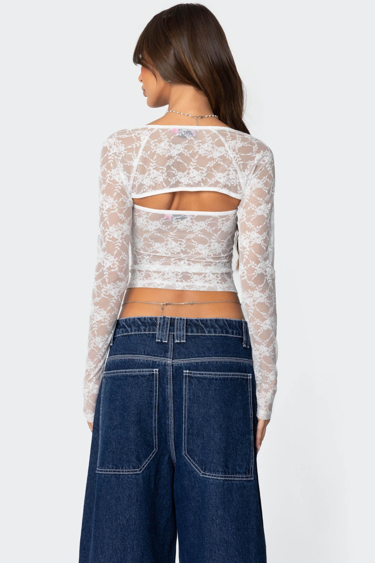 Addison Sheer Lace Two Piece Top