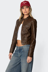 Teddi Washed Faux Leather Jacket