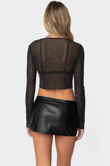 Marly Sheer Shimmer Sequin Top