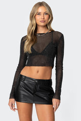 Marly Sheer Shimmer Sequin Top