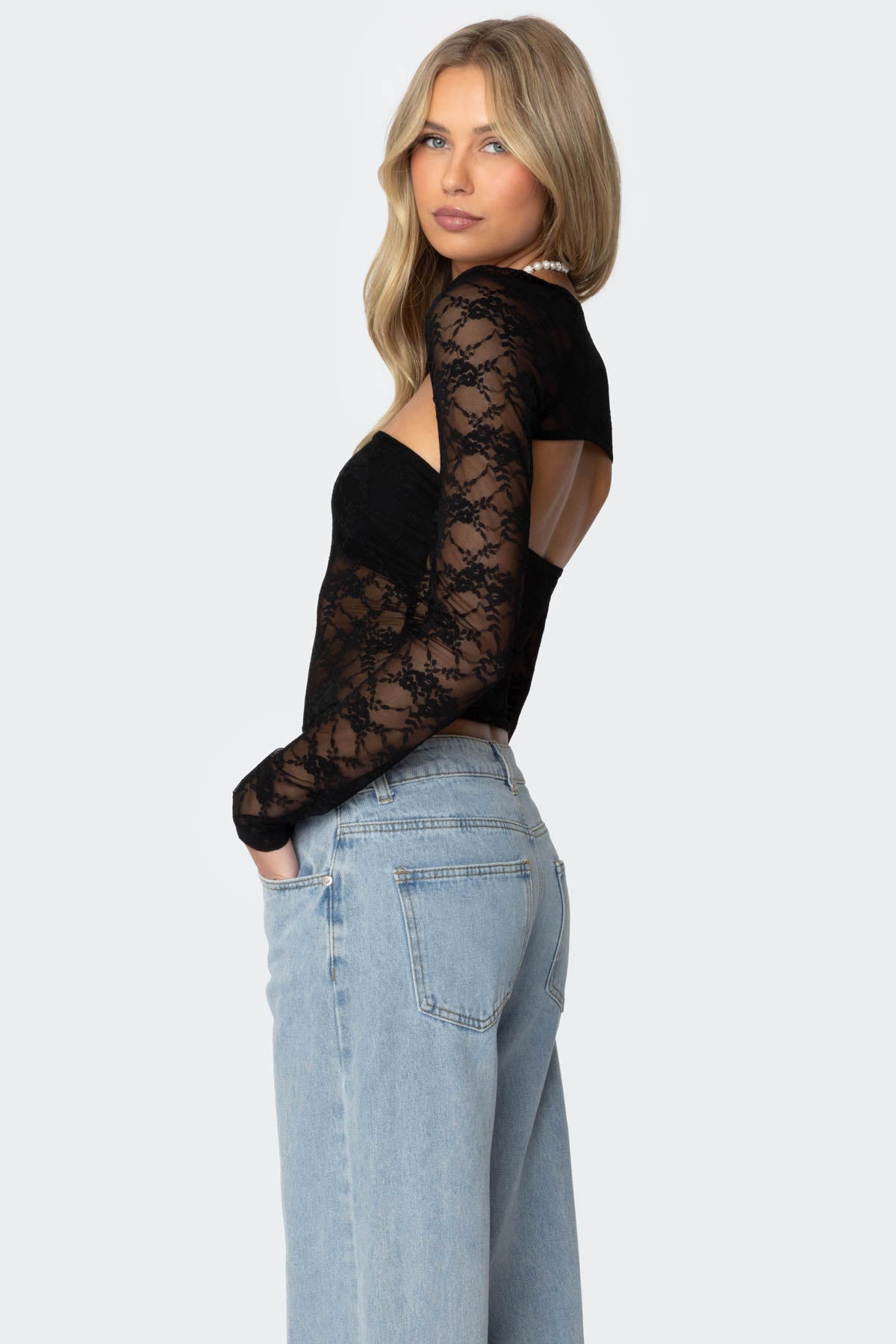 Addison Sheer Lace Two Piece Top