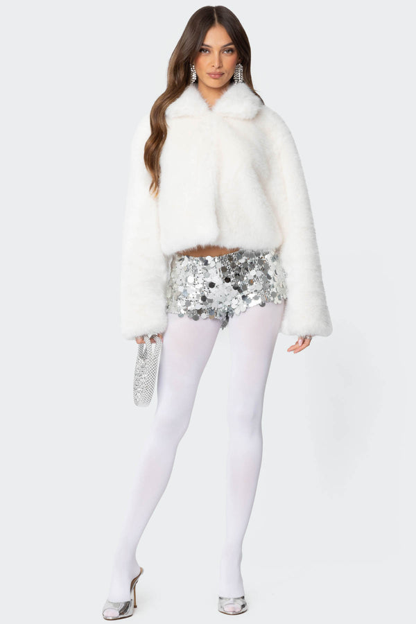 Nathalie Cropped Faux Fur Jacket