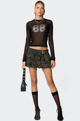 88 Rhinestone Sheer Mesh Top