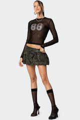 88 Rhinestone Sheer Mesh Top