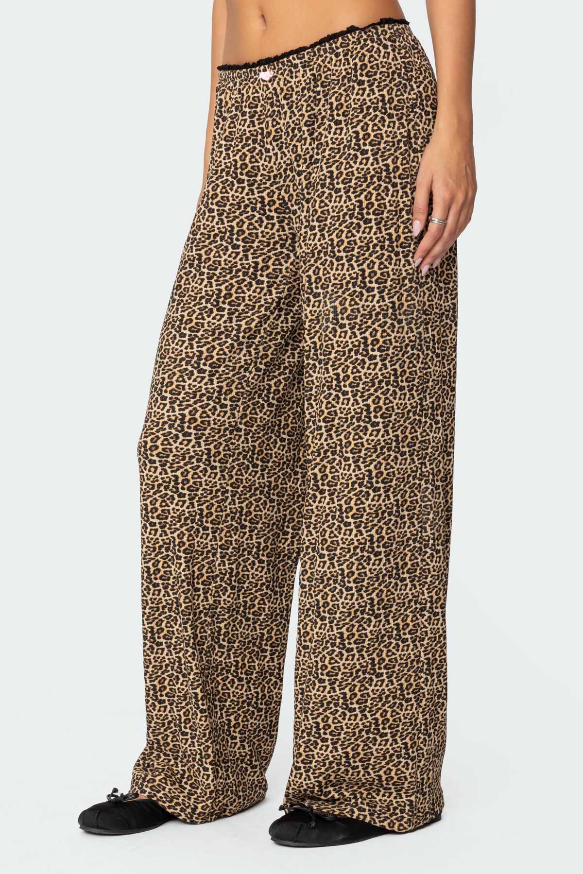 Lue Leopard Printed Ribbed Pants