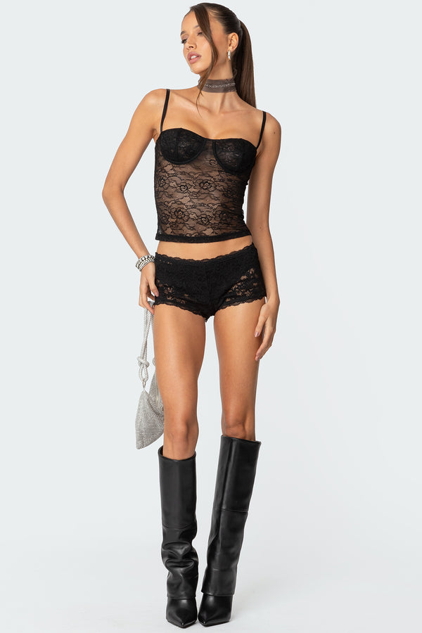 Krissy Sheer Lace Cupped Corset