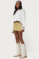 Roney Stud Faux Suede Mini Skort