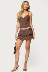 Hailie Grommet Ruffled Mini Skort