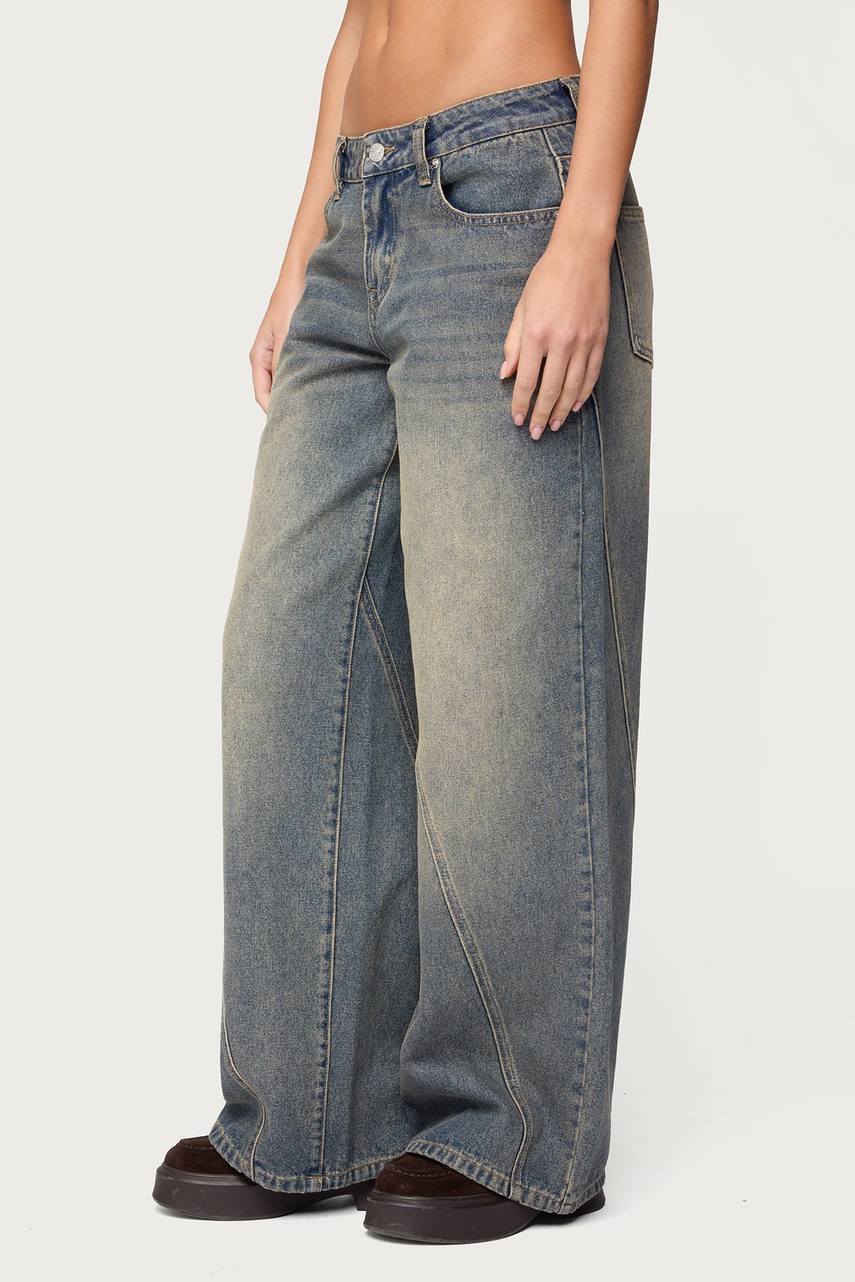 Vintage Washed Low Rise Baggy Jeans