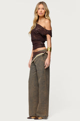 Kessa Sheer Lace Off Shoulder Top