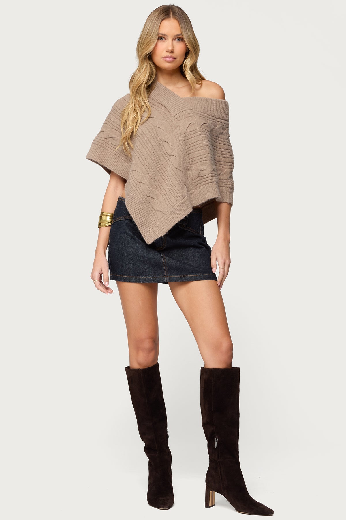 Vickey Cable Knit Poncho