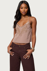 Sorina Embellished V Neck Top