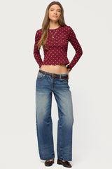 Daliya Polka Dot Long Sleeve Top
