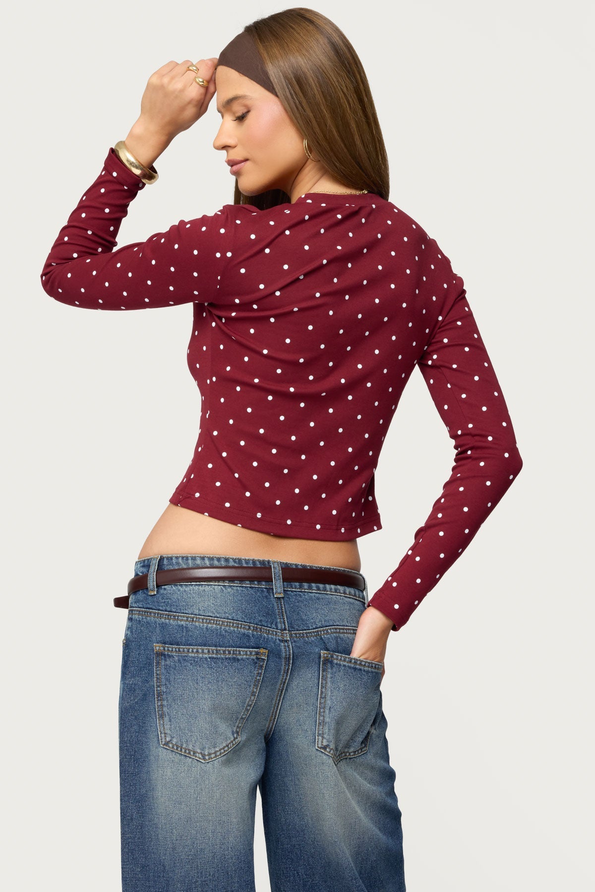 Daliya Polka Dot Long Sleeve Top