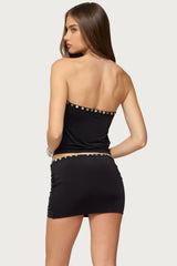 Giana Iridescent Strapless Cowl Neck Top