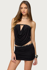 Giana Iridescent Strapless Cowl Neck Top
