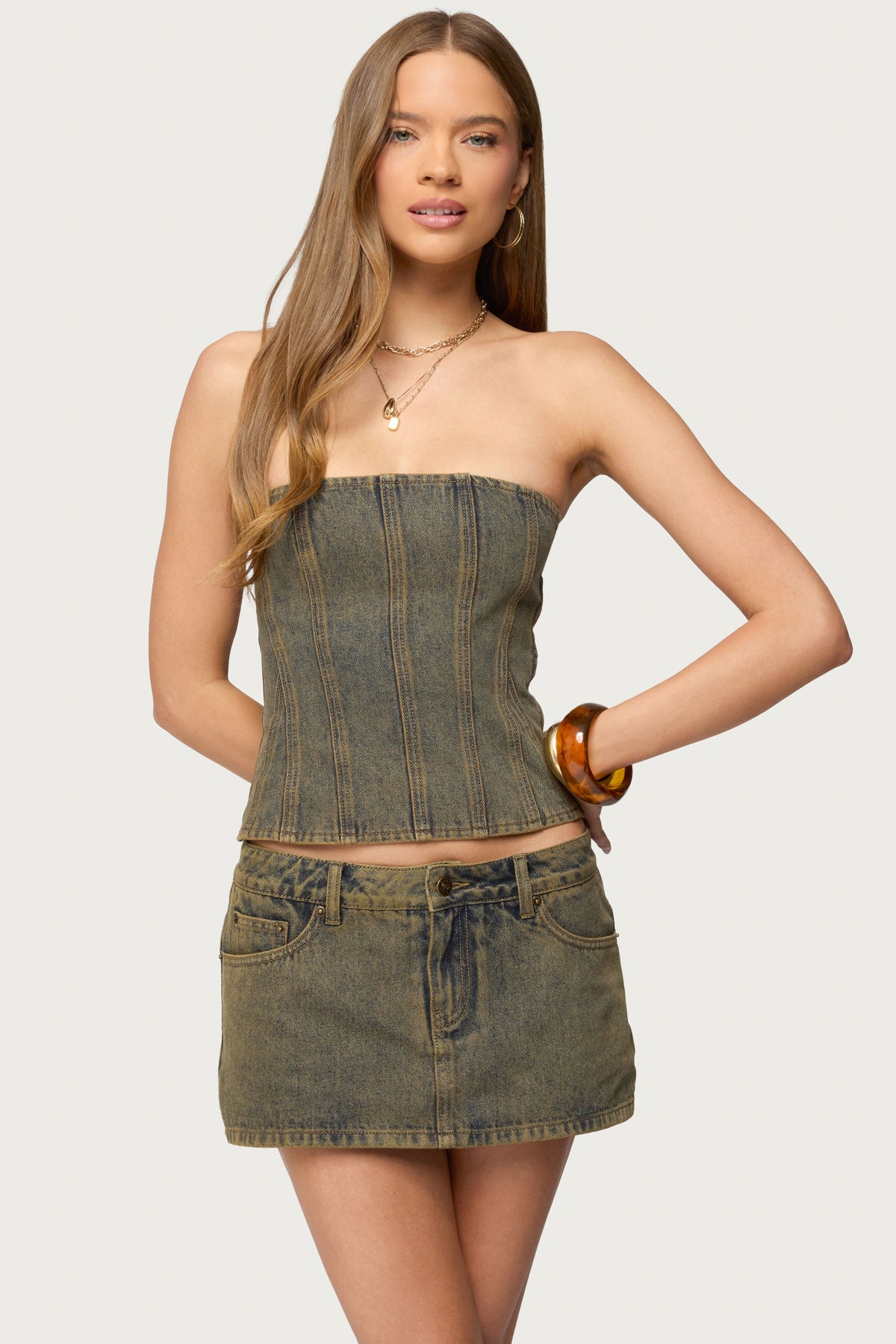 Camelia Strapless Denim Corset
