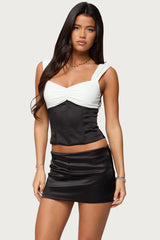 Leandre Contrast Satin Effect Boned Top