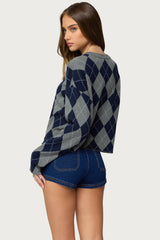 Prep Girl Argyle Knit Top