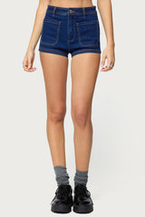 Saren High Rise Denim Micro Shorts