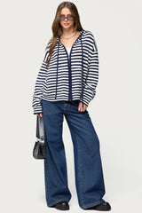 Safari Striped Knit Zip Up Hoodie