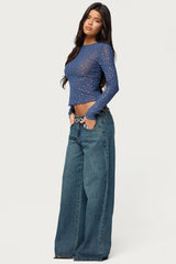 Anari Rhinestone Mesh Top