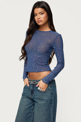 Anari Rhinestone Mesh Top