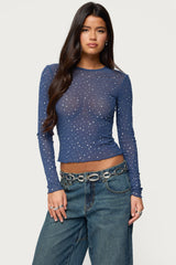 Anari Rhinestone Mesh Top