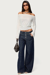 Alef Sheer Lace Off Shoulder Top