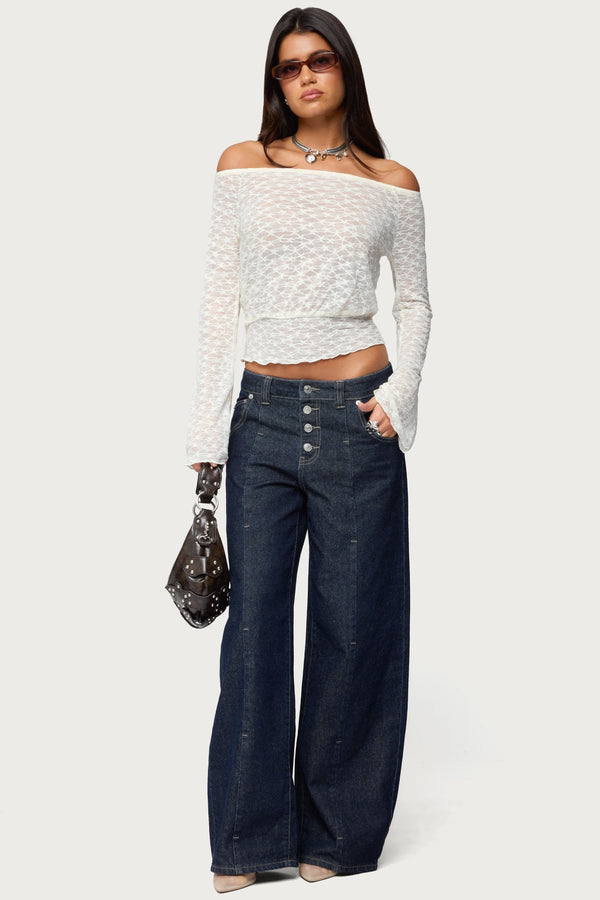 Alef Sheer Lace Off Shoulder Top