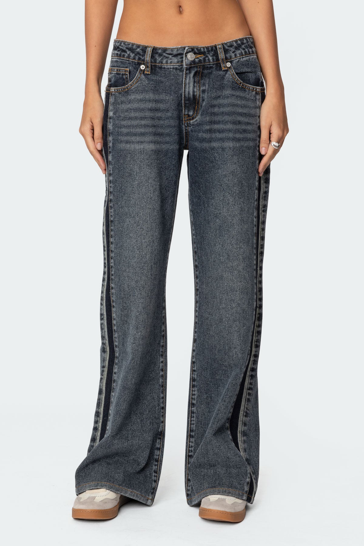 Contrast Panel Low Rise Jeans