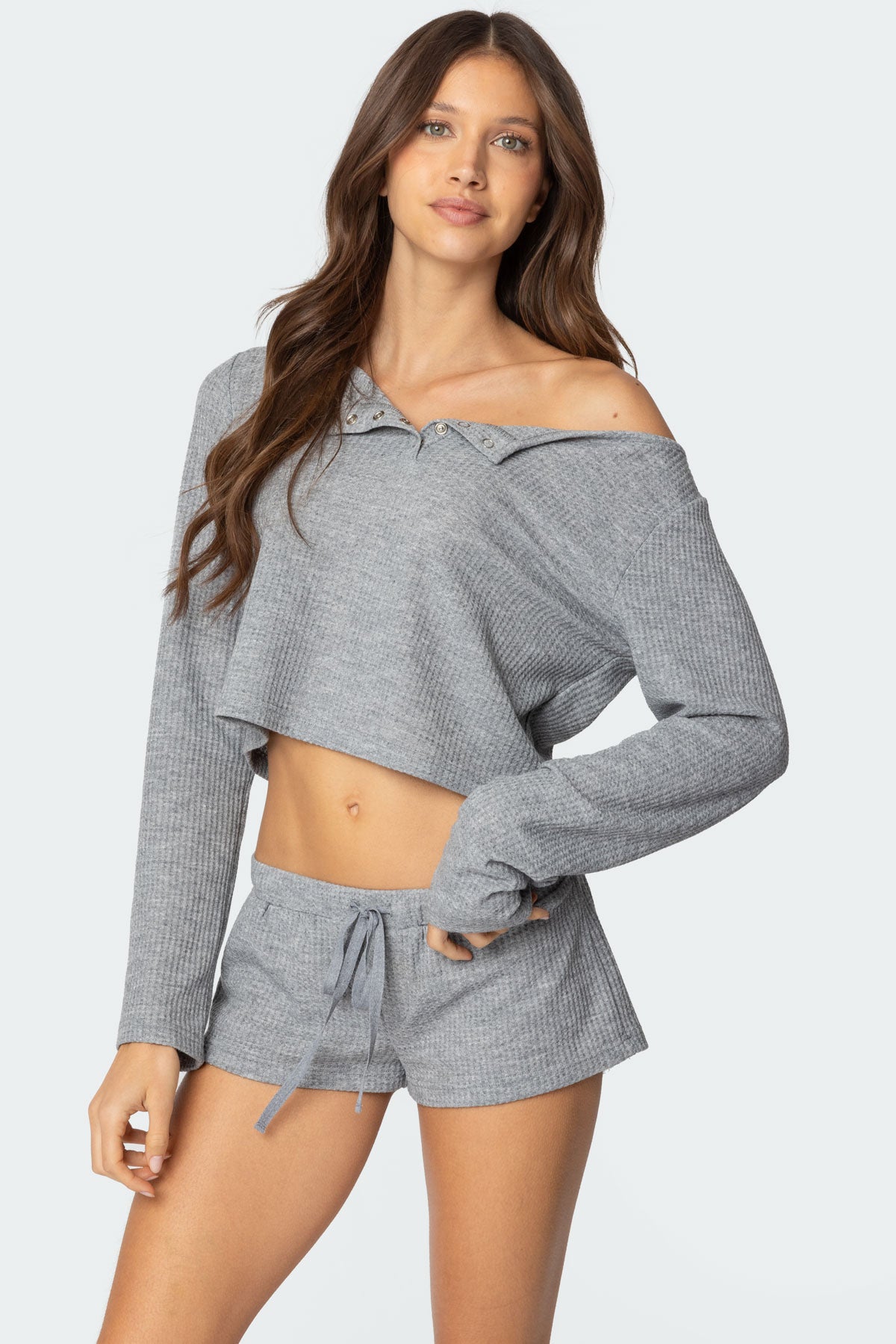 Teddy Cropped Waffle Top