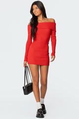 Evi Fold Over Knit Mini Dress