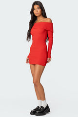 Evi Fold Over Knit Mini Dress