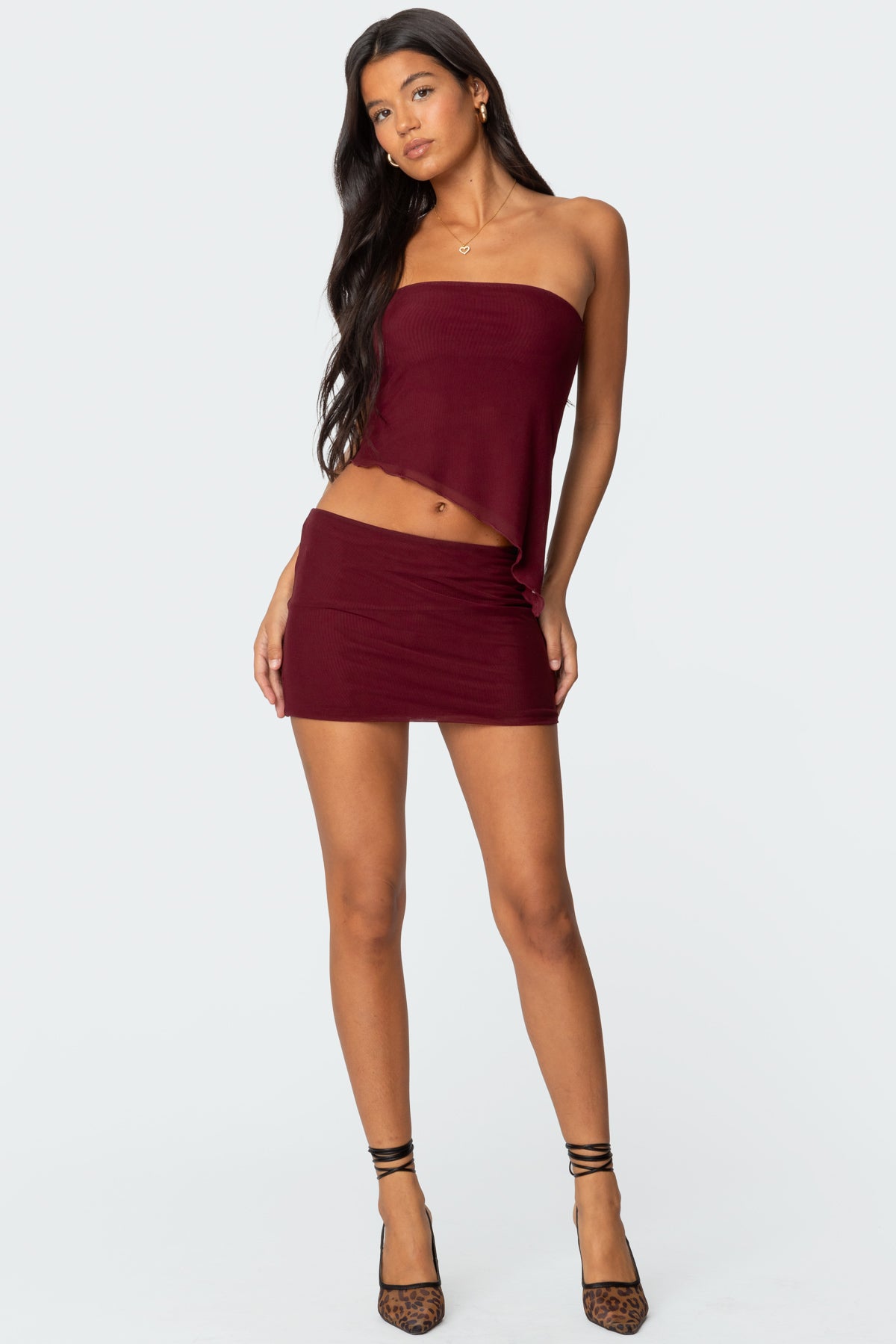 Vivi Mesh Asymmetric Tube Top