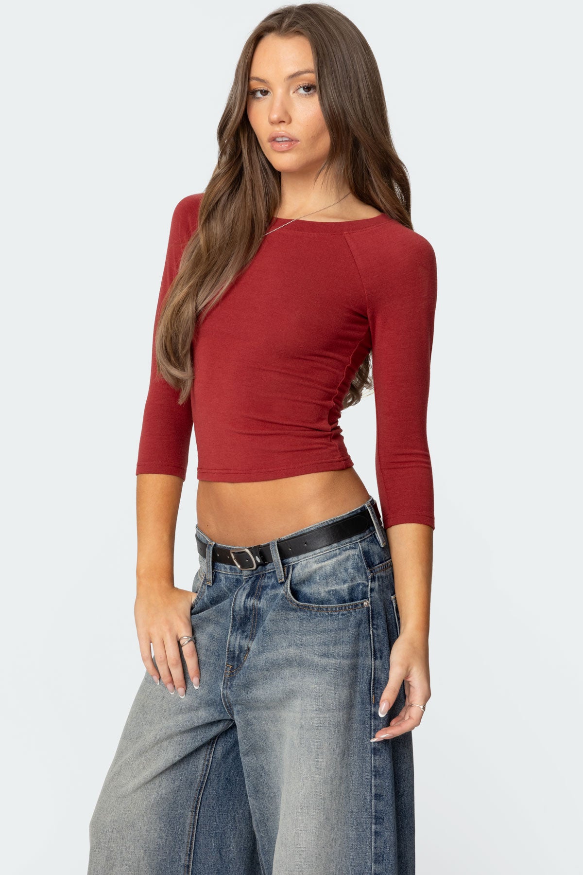 Mary Quarter Sleeve Wide Neck Top