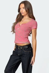 Kady Striped Henley T Shirt