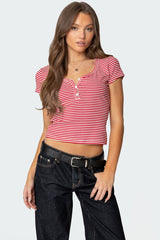 Kady Striped Henley T Shirt