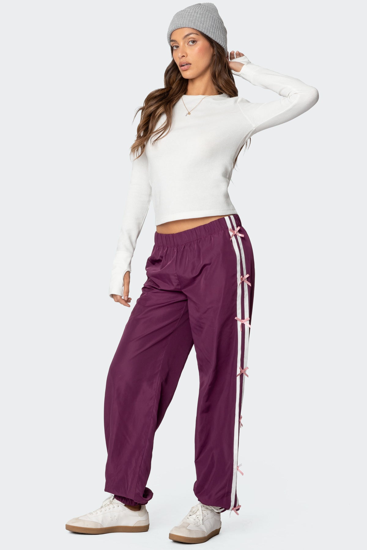 Bow Stripe Nylon Track Pants